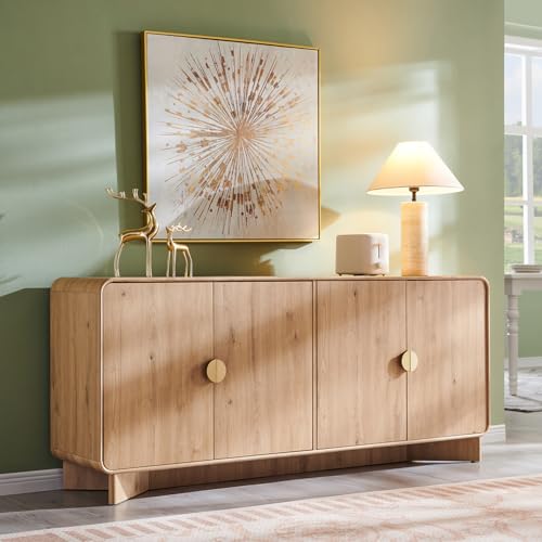 Modern Buffet Cabinet with Storage, 70" Sideboard Cabinet,Natural Oak, view 2