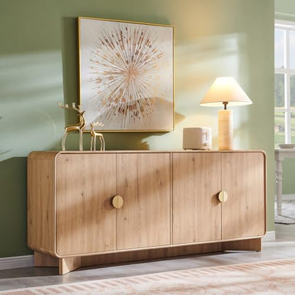 Modern Buffet Cabinet with Storage, 70" Sideboard Cabinet,Natural Oak, view 2