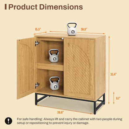 Modern Arched Sideboard Buffet Cabinet with Storage, Natural, view 3