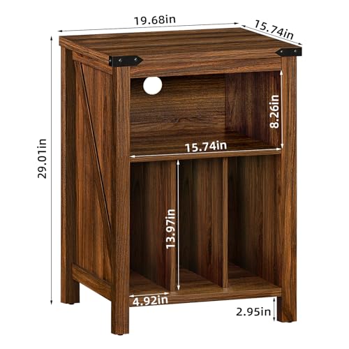 Record Player Stand with Vinyl Record Storage,Rustic Brown, view 4