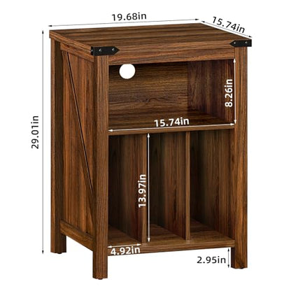 Record Player Stand with Vinyl Record Storage,Rustic Brown, view 4