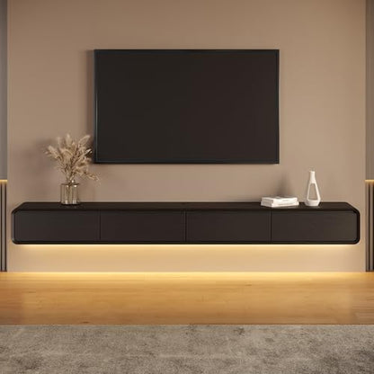 Fully-Assembled Minimalist Floating TV Stand with LED Lights, view 4