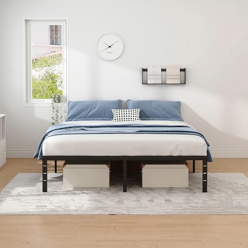 Metal Bed Frame,King Size Bed Frame with Storage Space,18 Inch, view 5