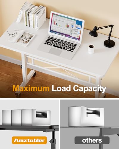 Small Standing Desk Adjustable Height, Mobile Stand Up Desk with Wheels, view 5