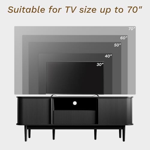 63" Modern TVs Stand with Storage, Black, view 6