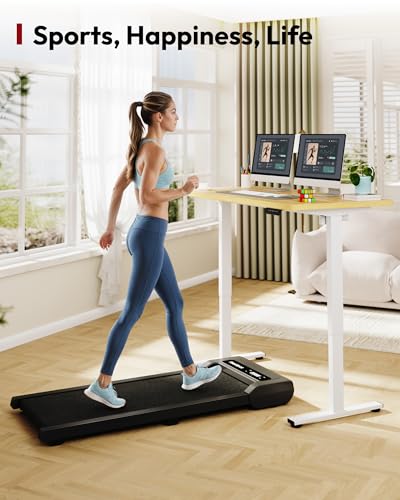 Electric Standing Desk 48 x 24 Inches Whole-Piece Desktop Height Adjustable Stand Up Desk w/6-Button Controller Ergonomic Computer Desk for Home Office, White Frame + Natural Tabletop
