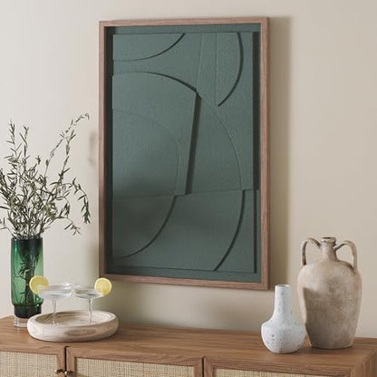 SAFAVIEH Home Collection Nature's Edge Framed Dimensional Art – 24 x 36-Inch Rectangle, Green Lacquer, Modern Design for Living Room or Bedroom