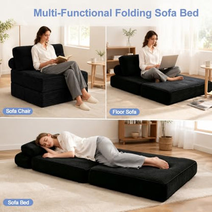 Sectional Cloud Couch, Folding Sofa Bed with Pillow, Fold Out Sleeper Chair