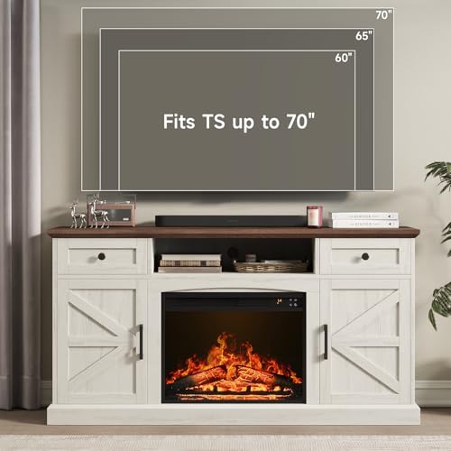 Farmhouse Fireplace TV Stand, TV Table with 23" Electric Fireplace, view 5