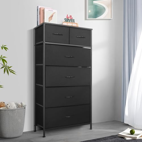 Tall Dresser for Bedroom, Vertical Storage Organizer Tower with 6 Drawers, view 3