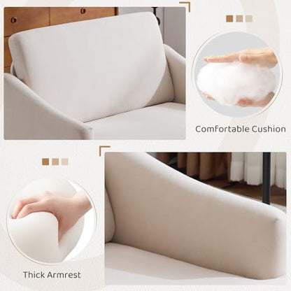 Oversized Accent Chair, 41'' Wide Seat Comfy Armchair with 2 Pillows, Upholstered Big Reading Chair, Modern Single Sofa Chair for Living Room Bedroom Apartment Office, Beige