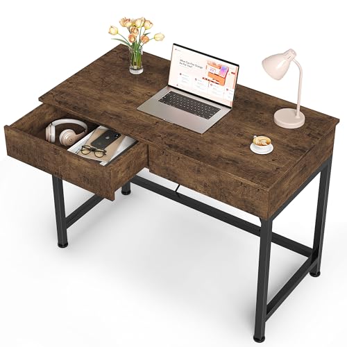 Small Desk with 2 Wooden Drawers, 40 Inch Home Office Writing Desk, view 2