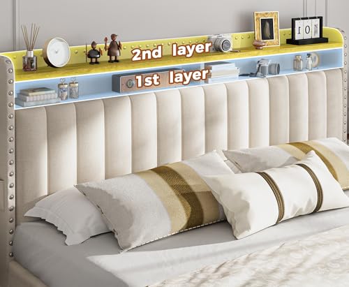 King Size Bed Frame with 4 Storage Drawers & Storage Headboard, view 5