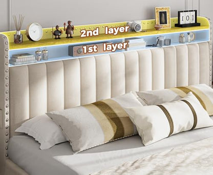King Size Bed Frame with 4 Storage Drawers & Storage Headboard, view 5