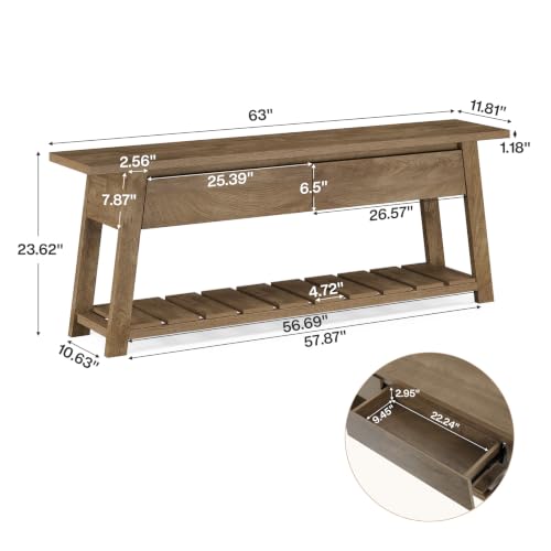 63" Farmhouse TV Stand with 2 Storage Drawers for 65-Inch TV, view 3