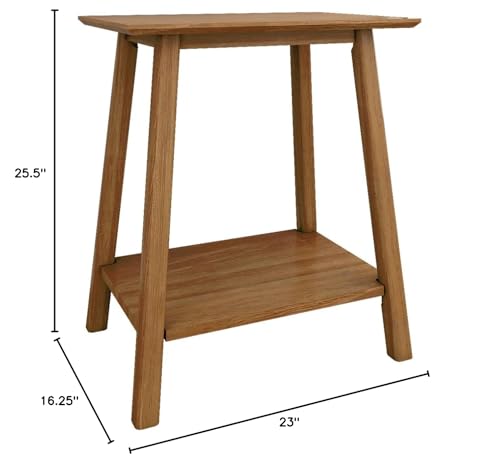 Wooden Side Table with Storage, Mid Century Modern End Tables for Living Room, Small Solid Wood Nightstand, Bedside Tables, Bedroom Furniture, Pecan