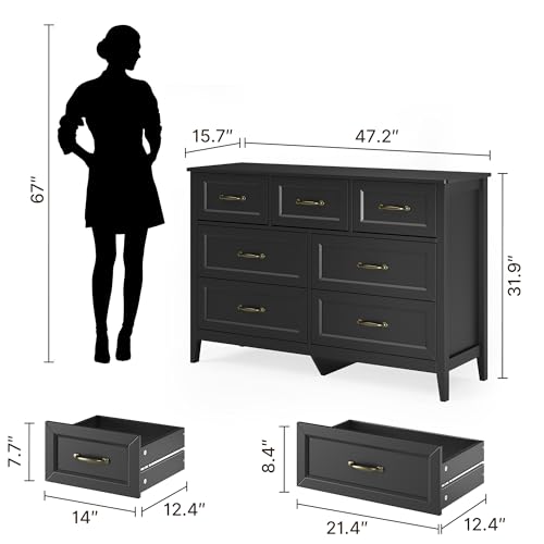 Black Dresser for Bedroom, Modern 7 Drawers Dresser, view 3