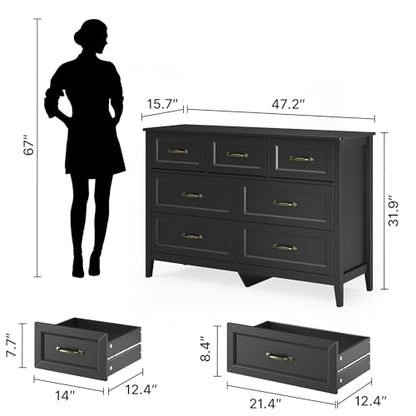 Black Dresser for Bedroom, Modern 7 Drawers Dresser, view 3