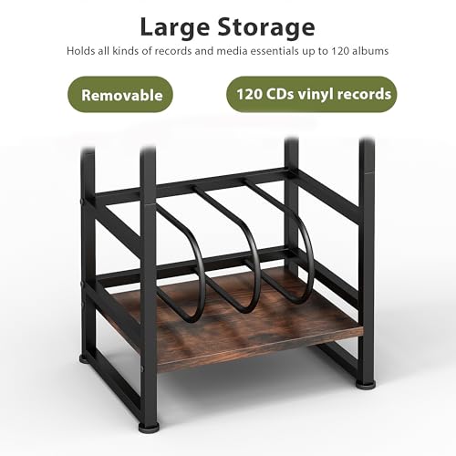 3-Tier Record Player Stand, with Storage, 28" H, Rustic, view 5