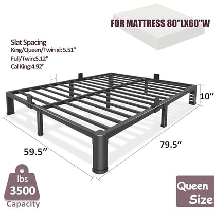 10 Inch Low Bed Frame Queen with Round Corner Legs, view 4