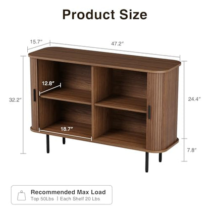 47''W x 32''H Walnut Storage Cabinet, view 4