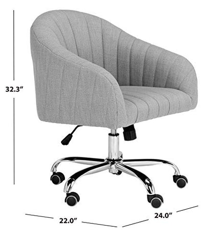 Home Themis Grey Linen and Chrome Leg Swivel Office Chair