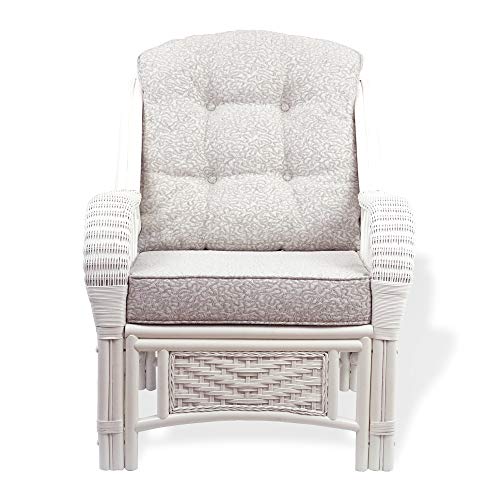 Rattan Wicker Natural ECO Handmade Design Alexa Living Armchair White Color with Cushion