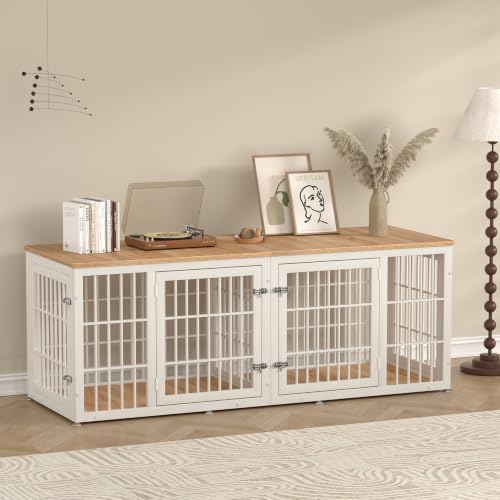72" Heavy Duty Double Dog Crate Furniture for Large/Medium Dogs, view 2