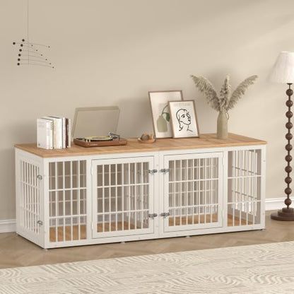 72" Heavy Duty Double Dog Crate Furniture for Large/Medium Dogs, view 2