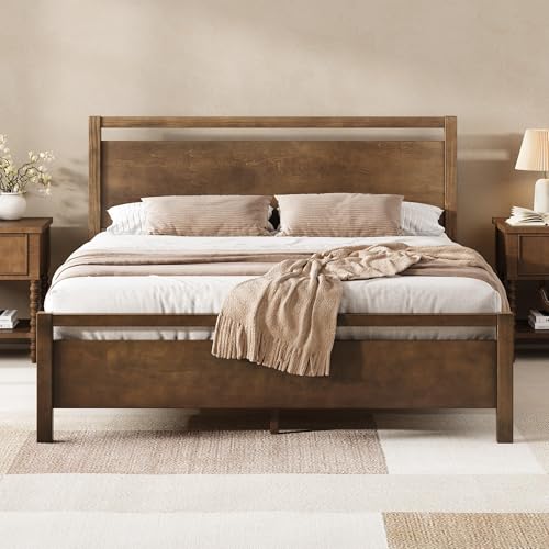 Minimalist Queen Size Solid Wood Bed Frame with Headboard, view 2