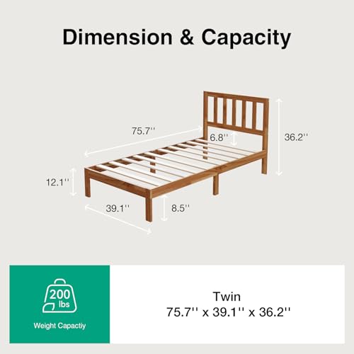 12inch Twin Size Bed Frame Wooden Twin Platform Bed Frame, view 3