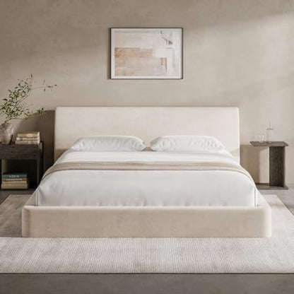 Upholstered Bed Frame with Ergonomic Headboard, view 2