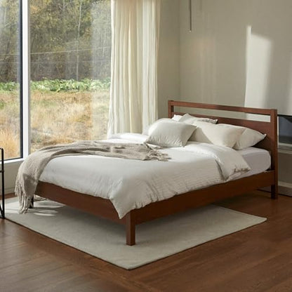 Signature Wood Platform Bed Frame with Headboard, Essential, Noise Free, view 4
