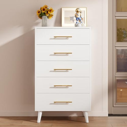 5 Drawer Dresser, Tall Dresser, White, view 3