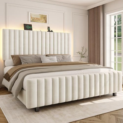 50" Tall Queen Bed Frame with Adjustable Headboard, view 2