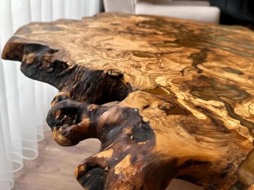 RESINHOMEFURNITURE Parota Natural Live Edge Round Coffee Table Dining Table Hallway Table Office Table Counter Table Center Table Side/End Table Bedside Table (30" Inches Tall, 18 x 18 Inches)
