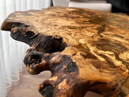 RESINHOMEFURNITURE Parota Natural Live Edge Round Coffee Table Dining Table Hallway Table Office Table Counter Table Center Table Side/End Table Bedside Table (30" Inches Tall, 18 x 18 Inches)