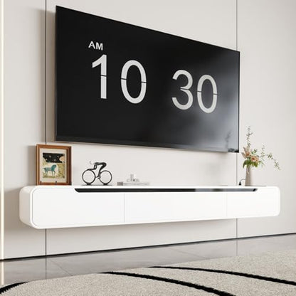 Fully-Assembled Floating TV Stand, 71" Wall Mounted TV Stand with Power Outlet, view 2