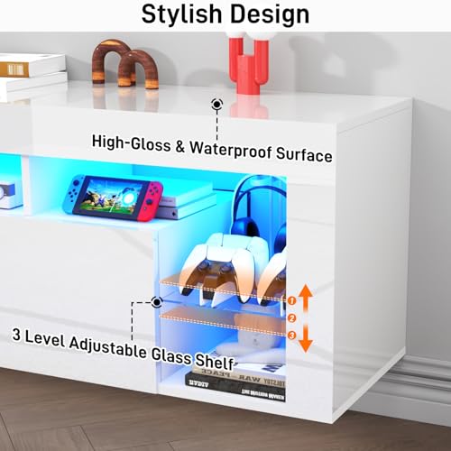 63" Floating High Gloss LED TV Stand for 75" TVs, view 4