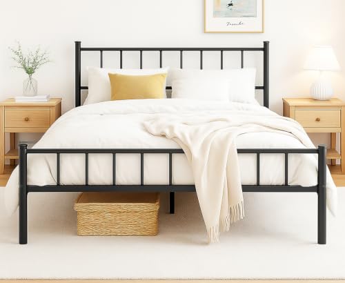 Full Metal Bed Frame with Headboard and Footboard Steel Slat Support, view 2