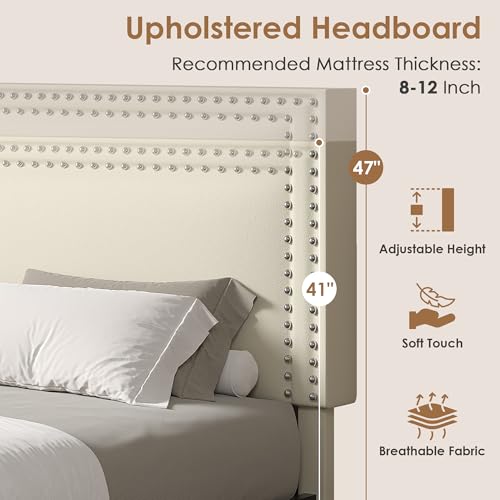 Queen Size Upholstered Bed Frame with 4 Storage Drawers, view 6