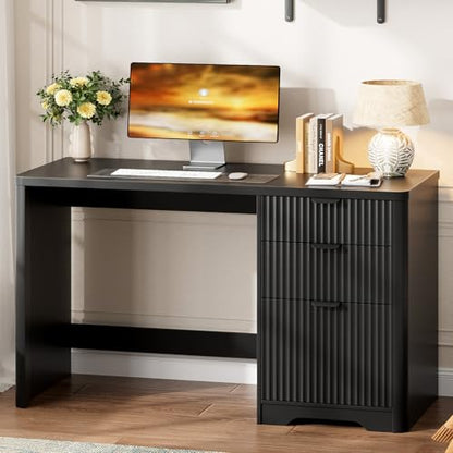 Farmhouse 47" Executive Desk with 3 Drawers, Pure Black, view 8