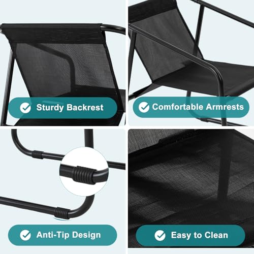 4 Piece Patio Furniture Set, Outdoor Patio Furniture Set with Table and Chairs, Sectional Bistro Sets for Lawn, Garden, Balcony, Pool, Poolside Black