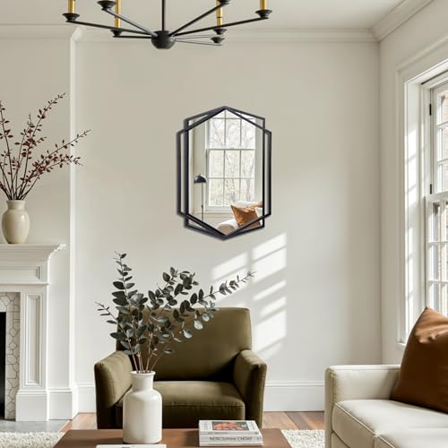 LuxenHome 31.8"X22" Wall Mirror | Black Metal Frame Vanity Mirrors for Bedroom, Entryway, Living Room Decor