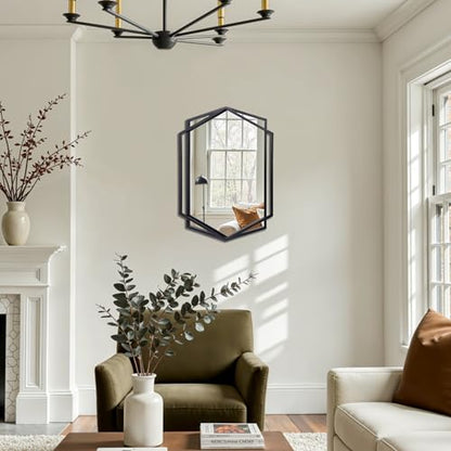 LuxenHome 31.8"X22" Wall Mirror | Black Metal Frame Vanity Mirrors for Bedroom, Entryway, Living Room Decor