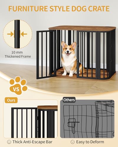 31.5'' M Dog Crate Furniture, Wooden Dog Kennel Indoor Dogs Cage, view 7