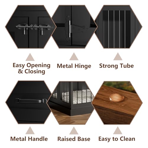 71 inches Double Furniture Style Dog Crate with 3 Drawers Indoor Wooden Dog, view 8