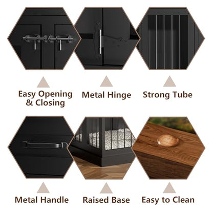 71 inches Double Furniture Style Dog Crate with 3 Drawers Indoor Wooden Dog, view 8