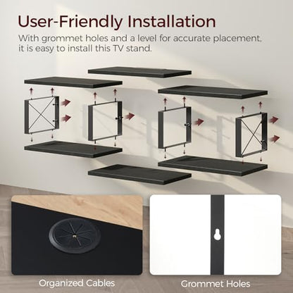 43.7” Floating TV Stand with Power Outlet, Wall-Mounted Entertainment Center, view 7