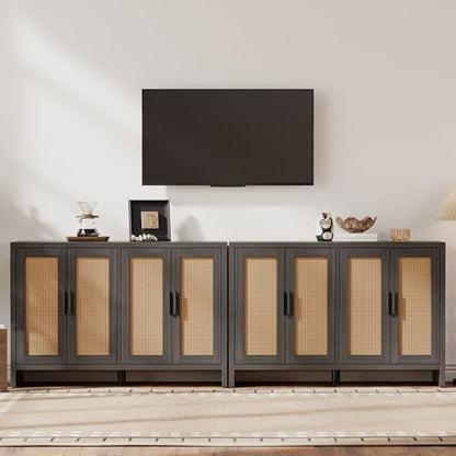 Rattan Buffet Cabinet with Storage, Sideboard with Doors, Console Table, view 8